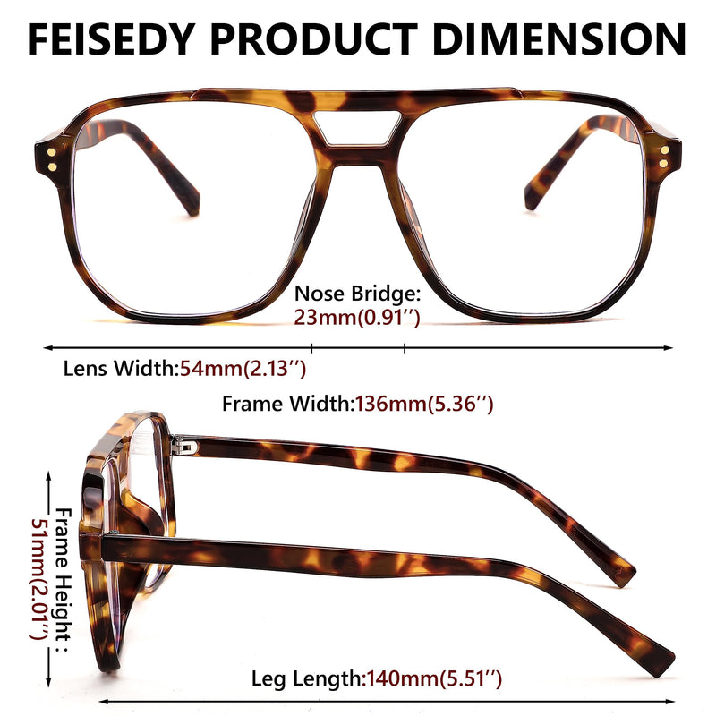 FEISEDY Retro 70s 80s Blue Light Filter Glasses Women Without Strength Men's Computer Glasses with Blue Light Blocking Glasses PC Gaming Glasses B2866 Leopard 54 millimeters - NewNest Australia