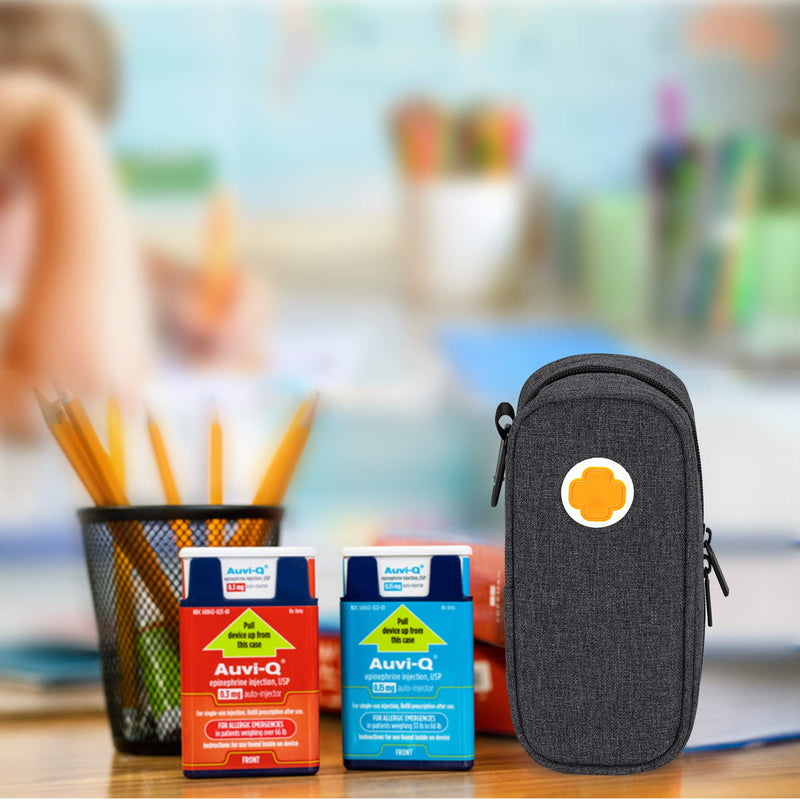 CURMIO Insulated Epipen Carrying Case for Adult and Kid, Portable Medicine Supplies Bag for 2 EpiPen, Auvi-Q, Syringes, Vials, Nasal Spray, Home and Travel, Black (Patent Pending) - NewNest Australia
