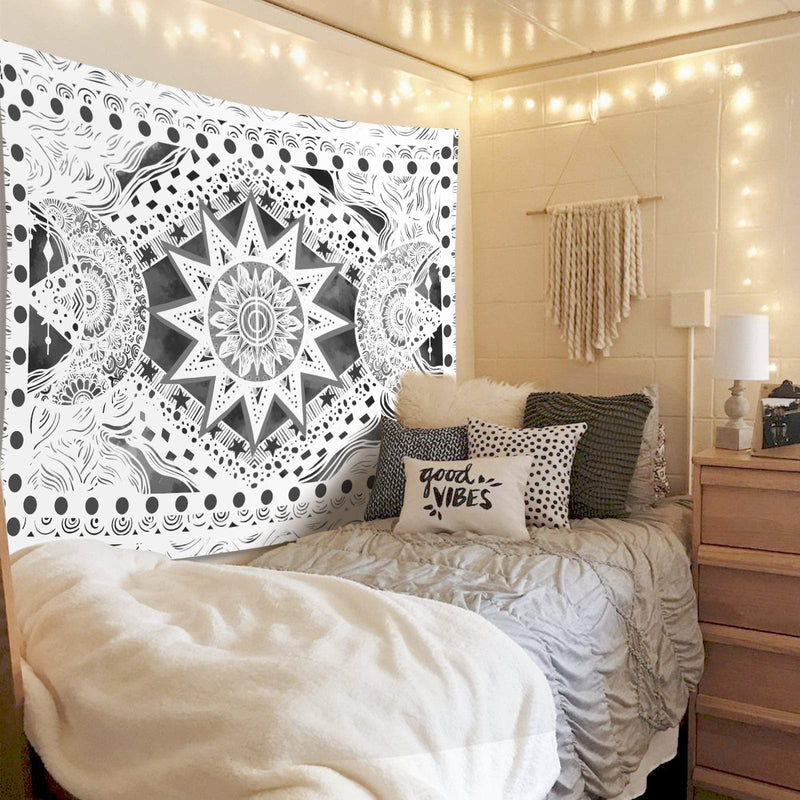 NewNest Australia - Fowocu Gray and White Sun and Moon Tapestry Wall Hanging, Indie Hippie Mandala Cool Wall Tapestries, Tapestry for Bedroom Living Room Dorm (Gray and White, 50'' × 60'') 50'' × 60'' 