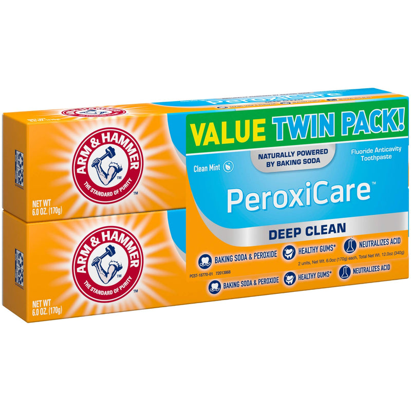ARM & HAMMER Peroxicare Toothpaste, TWIN PACK (Contains Two 6 Oz Tubes) – Clean Mint – Fluoride Toothpaste (Packaging May Vary) - NewNest Australia