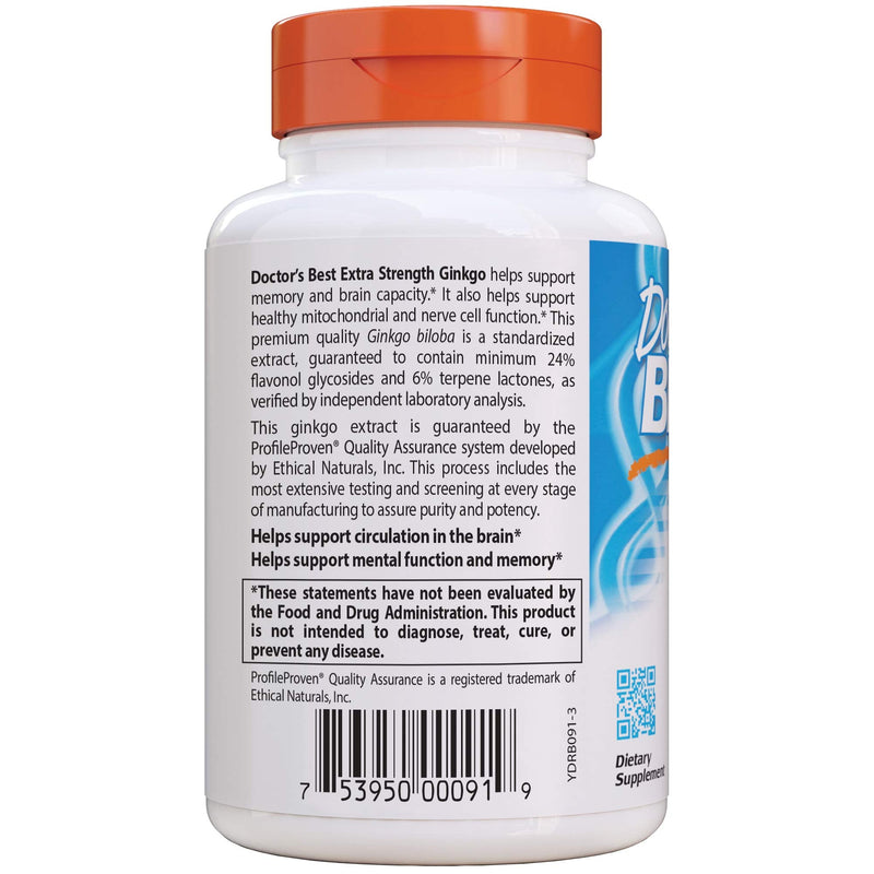 Doctor's Best Extra Strength Ginkgo, Non-GMO, Gluten Free, Vegan, Soy Free, Promotes Mental Function and Memory, 120 mg, 120 Count (Pack of 1) - NewNest Australia