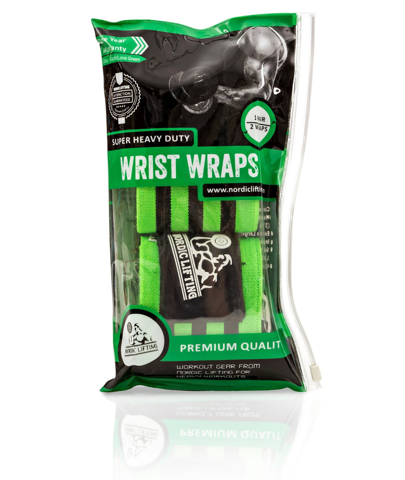 Nordic Lifting Wrist Wraps Super Heavy Duty (1 Pair/2 Wraps) 24" Support for Weight Lifting | Powerlifting | Gym | Cross Training- Weightlifting Thumb Loop - Men & Women Green - NewNest Australia