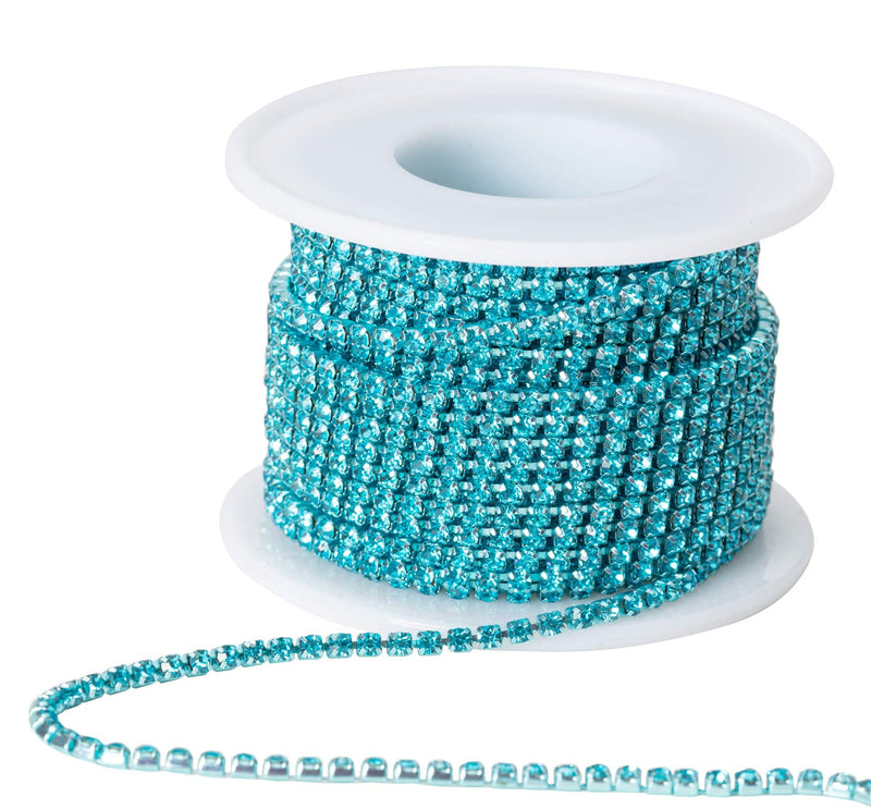 KAOYOO 10 Yards 2mm/0.08" Crystal Rhinestone Close Chain Trim Sew on Trim for Sewing Crafts,DIY Decoration,Jewelry,Wedding 2mm/0.08" Aquamarine - NewNest Australia