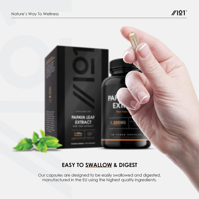 Papaya Leaf Extract Capsules 1200mg - Raw Carica Papaya Extract 10:1 - Non-GMO, Gluten Free, 90 Vegan Capsules - NewNest Australia