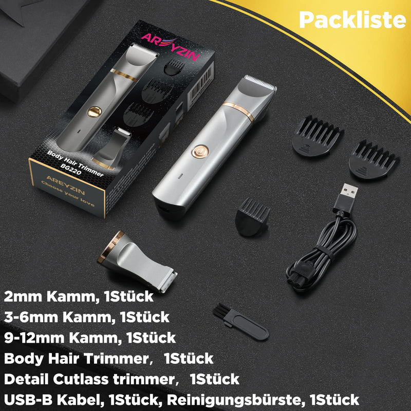 Electric Intimate Razor, Men'S Usb Rechargeable Body Shaver For Arms, Legs, Forearms, Electric Intimate Shaver, Interchangeable Snap-In Ceramic Blade, Ipx7 Washable Head - NewNest Australia