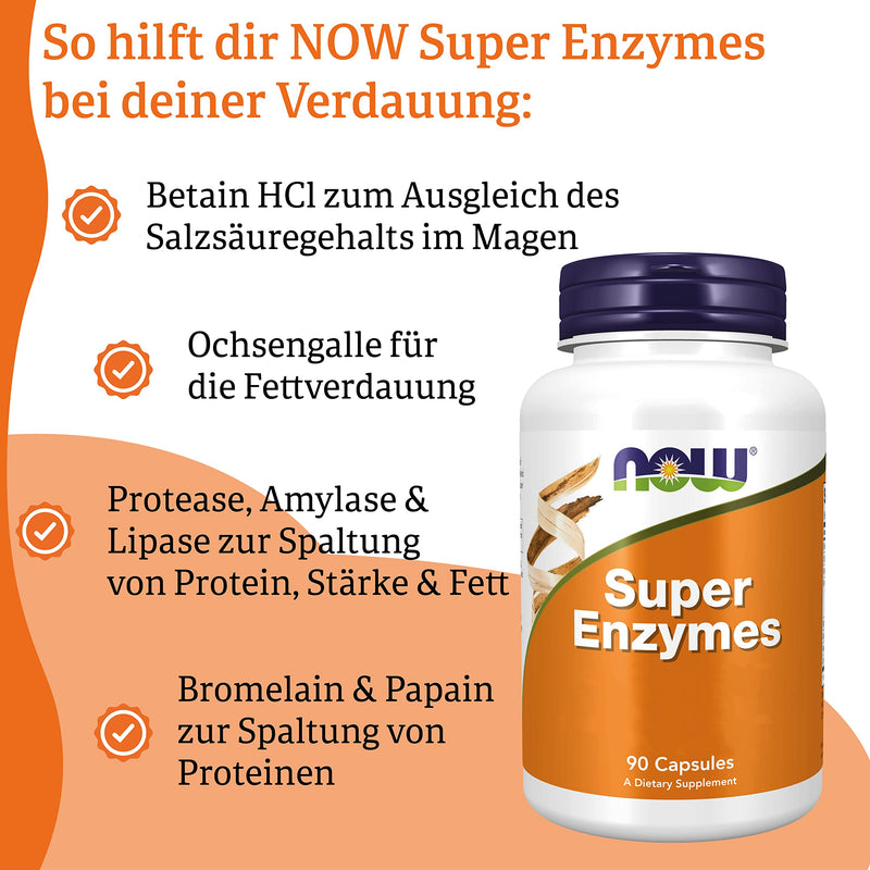 Now Foods, Super Enzymes, 90 Capsules, Laboratory Tested, High Dose, Gluten Free, Soy Free, Non-GMO 90 Pieces (Pack of 1) - NewNest Australia