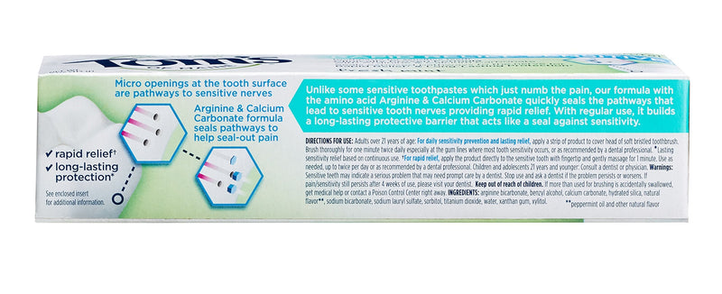 Tom's of Maine, Natural Rapid Relief Sensitive Toothpaste, Natural Toothpaste, Sensitive Toothpaste, Fresh Mint, 4 Ounce, 2-Pack 4 Ounce (Pack of 2) - NewNest Australia