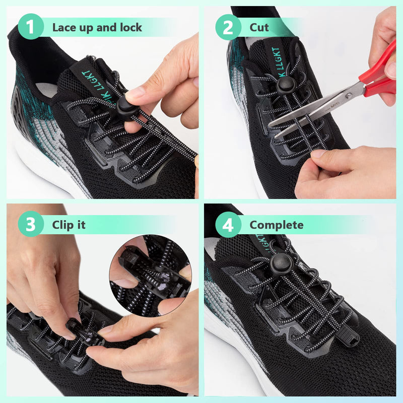 5 Pairs Elastic Shoe Laces for Kids & Adults No Tie Shoe Laces Lock Shoe laces Suitable for Sneakers Hiking Shoes Board Shoes Casual Shoes Boots(Black+White+Grey+Blue+Yellow) 5 Pairs of Mixed Laces - NewNest Australia