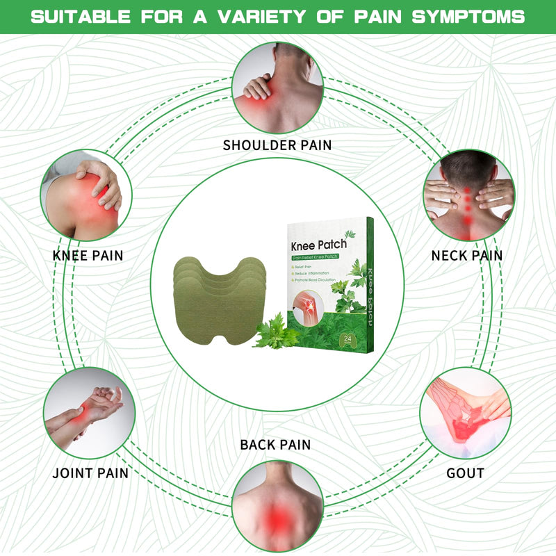 Pain Relief Patch for Knee, Pain Relief Patches, Natural Wormwood Knee Patches for Knee, Back, Neck, Muscle Soreness, Shoulders (24 Pieces) - NewNest Australia
