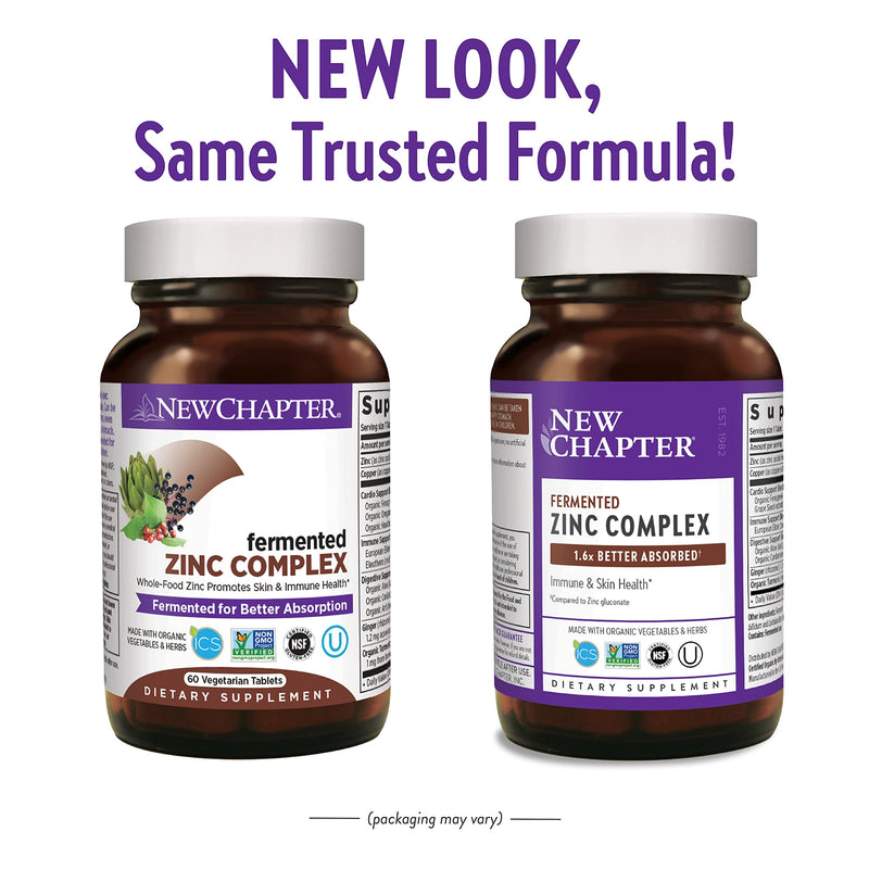 Zinc Supplement, New Chapter Fermented Zinc Complex, ONE Daily for Immune Support + Skin Health + Non-GMO Ingredients, Easy to Swallow & Digest, 30 Count (1 Month Supply) 30 Count (Pack of 1) - NewNest Australia