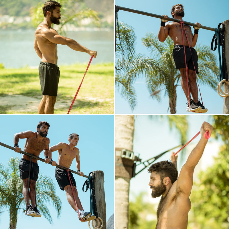 PULLUP & DIP Resistance Bands Pull Up Bands for Assisted Pull Ups, Calisthenics, Crossfit, Pull Up Bar; Premium Fitness Bands incl. Pouch, Exercise Guide + Door Anchor (for Sets) EXTRA LIGHT (red, 4-12 kg) - NewNest Australia