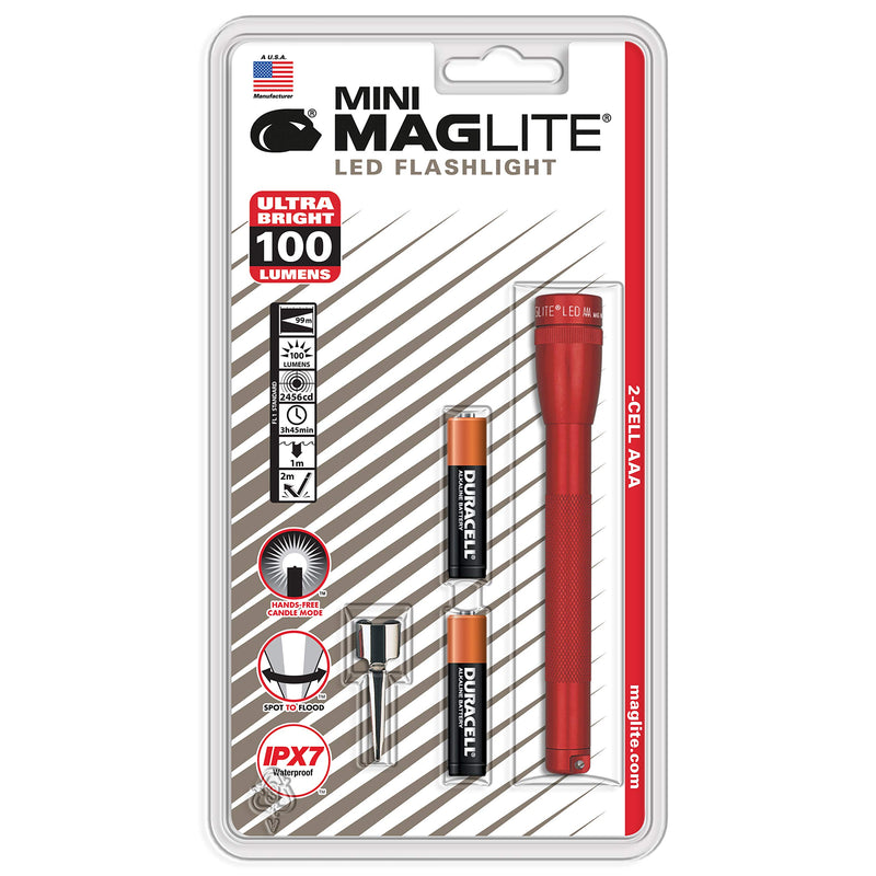 Maglite Mini LED 2-Cell AAA Flashlight Red - SP32036 - NewNest Australia