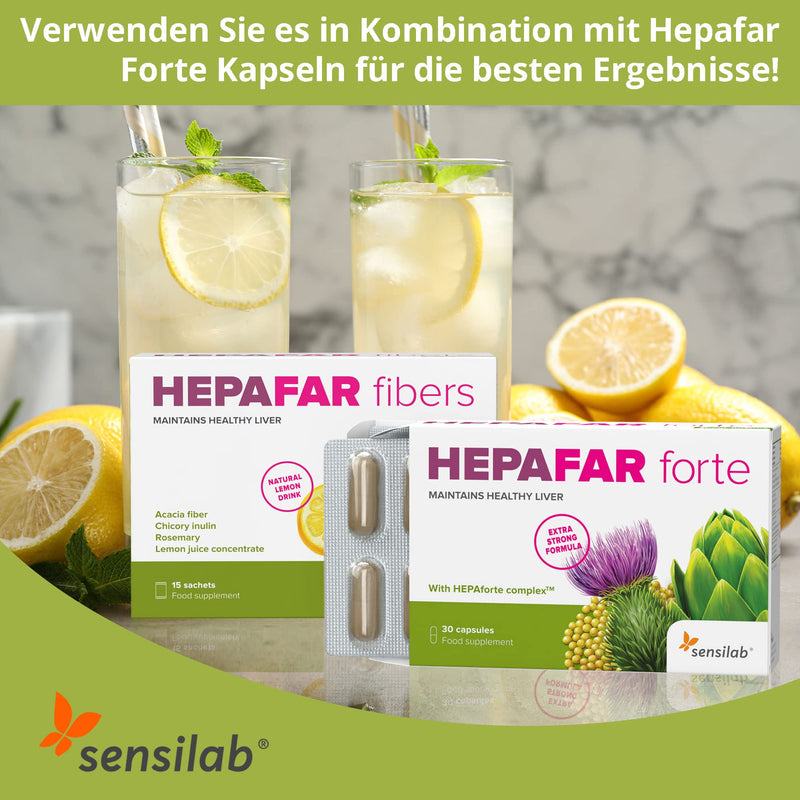 Hepafar Fibers - Detox - Refreshing drink with natural lemon flavor and no additives - Rich in fiber with HEPAfiber Liver Complex - 30 sachets for 30 days - NewNest Australia