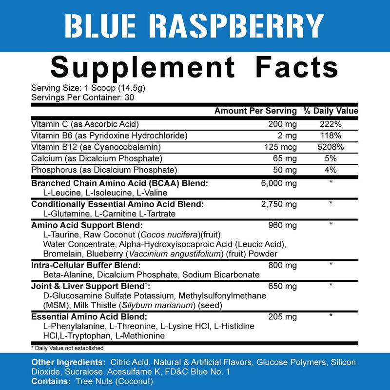 Rich Piana 5% Nutrition AllDayYouMay BCAA Powder | Premium Intra & Post Workout Amino Acids, EAAs, Electrolytes | Hydration, Endurance, Recovery | Vegan & Keto | 16.4 oz, 30 Srvgs (Blue Raspberry) Blue Raspberry - NewNest Australia