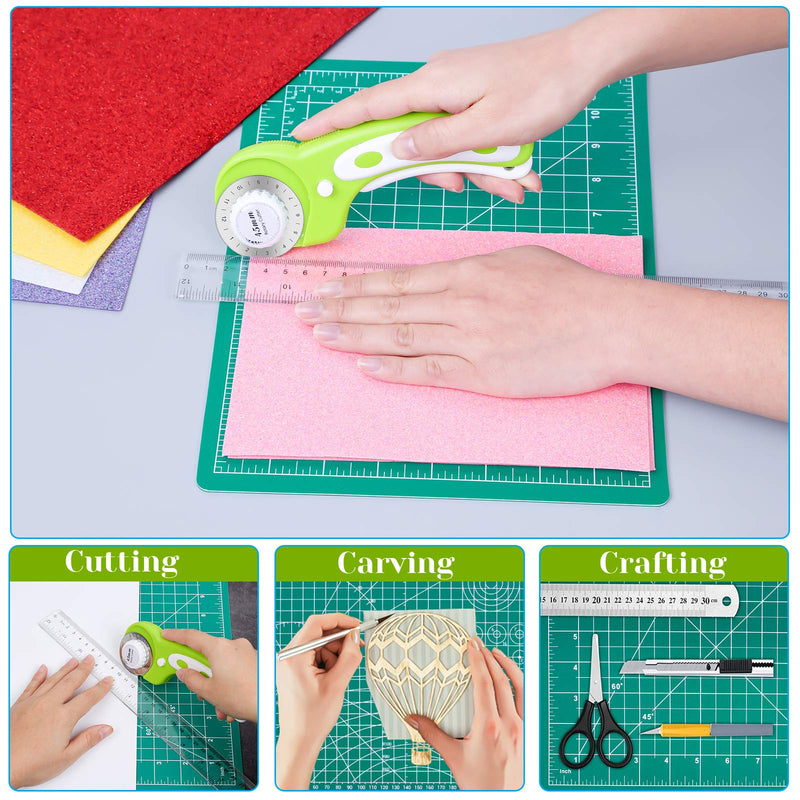 Rotary Cutter Set, Audab Self Healing Sewing Mats Rotary Cutter and Mat 45mm Rotary Fabric Cutter Set with 2 Blades Rotary Cutting Mat for Crafts Fabric Quilting Hobby (9" x 12" (A4)) - NewNest Australia
