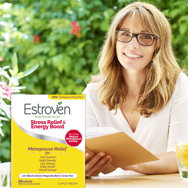 Estroven Stress Relief & Energy Boost for Menopause Relief, Helps Reduce Hot Flashes and Night Sweats, Stress Management Support*, 28 Count 28 Count (Pack of 1) - NewNest Australia