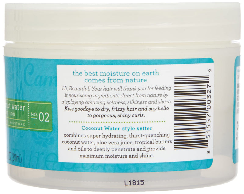 Camille Rose Coconut Water Style Setter, tropical cream hair gel, crafted to hydrate and hold styles in place. Natural, clean formula. For coily, curly, wavy hair 240ml - NewNest Australia