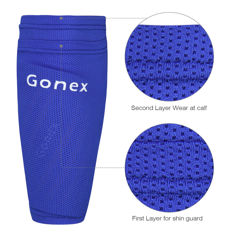 Gonex Soccer Shin Guards for Kids Adult, Youth Boys Girls Shin Guards Slip in Soccer Shin Pad Sleeves Canilleras for Football Games, EVA Cushion Protection Reduce Shocks & Injuries Blue Sleeves Small - NewNest Australia