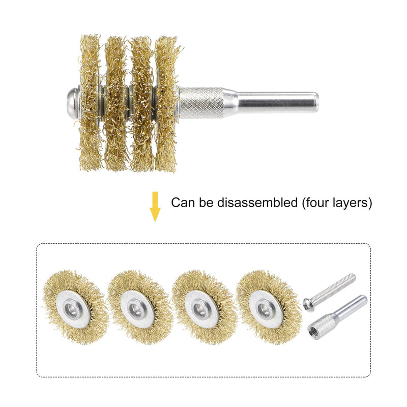 uxcell Wire Wheel Brush, 1.57" x 1.06" Stainless Steel Brass Plated Coarse Crimped Wire 0.012" with 1/4" (6mm) Round Shank for Cleaning Rust Stripping Abrasive 5pcs - NewNest Australia