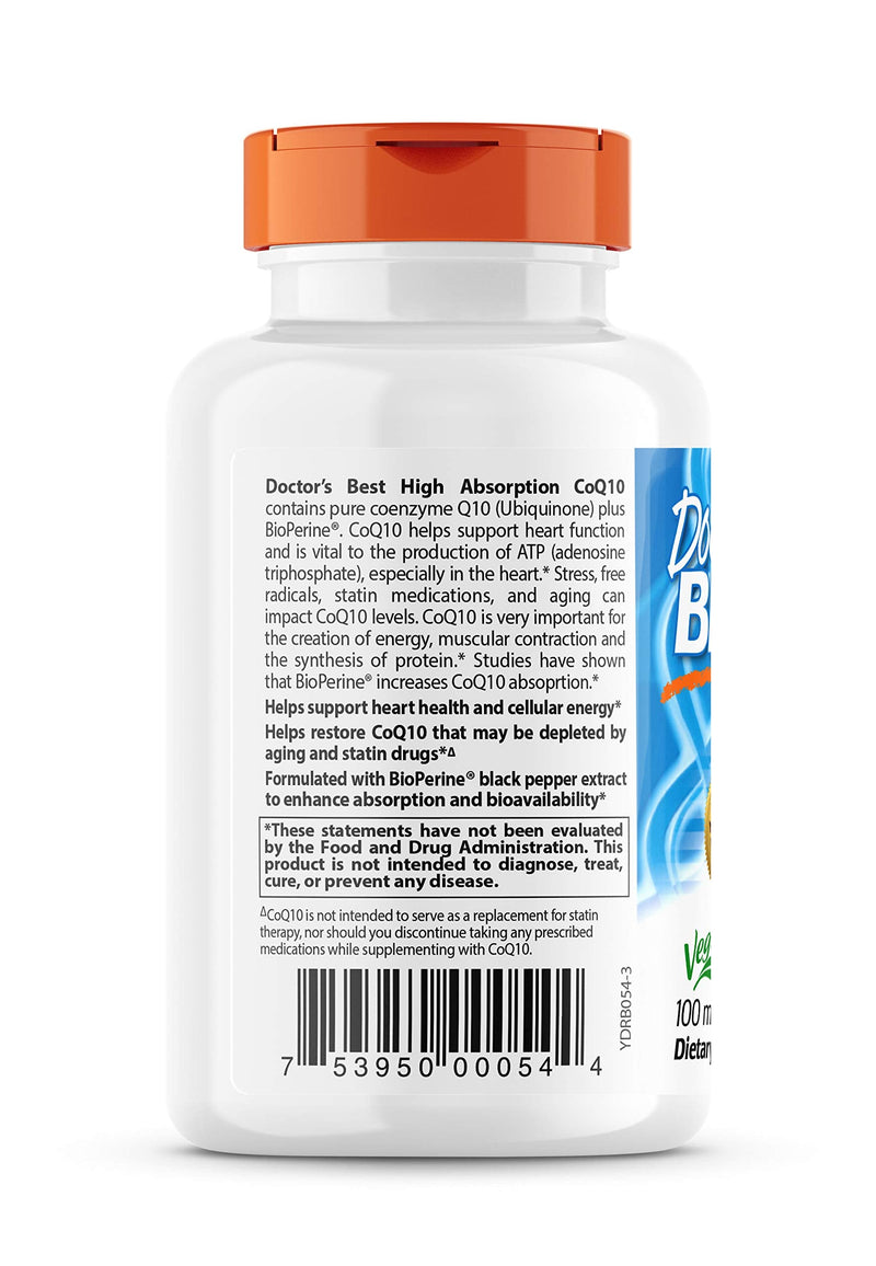 Doctor's Best High Absorption CoQ10 with BioPerine, Vegan, Gluten Free, Naturally Fermented, Heart Health & Energy Production, 100 mg 30 Veggie Caps 30 Count (Pack of 1) - NewNest Australia