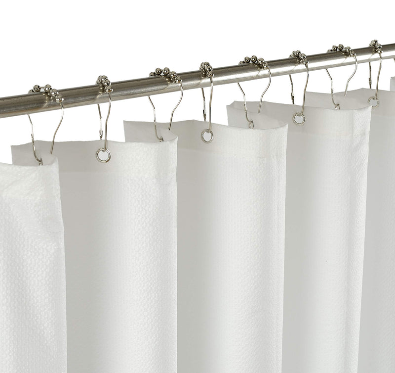 Embossed Microfiber Fabric Extra Long Shower Curtain Liner 84 inches Length, Soft & Lightweight, Washable and Water Repellent, White 71"x84"(Extra Long) - NewNest Australia