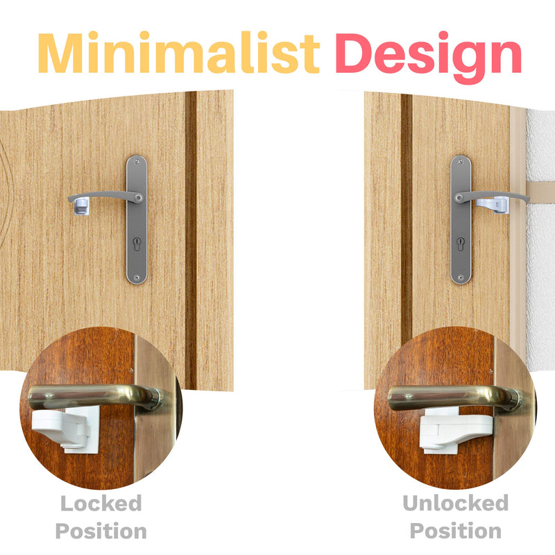 Child Proof Door Lever Lock (3-Pack) - Door Handle Lock - 3M Adhesive - Minimalist Design - No Drilling Child Safety Door Handle Locks by Inaya - NewNest Australia