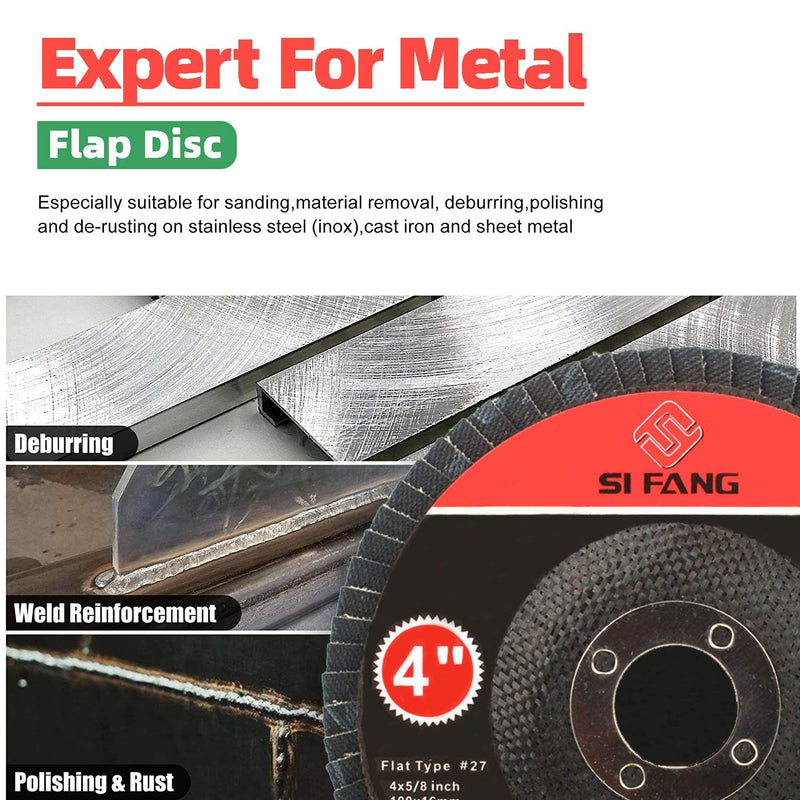 SI FANG 10Pcs 4''x5/8'' Premium High Density Calcined Aluminum Oxide Flap Disc 60 Grit 60Grit - NewNest Australia