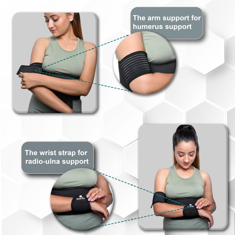 Wonder Care -Left Right Shoulder Immobilizer Arm Sling Elastic Bandage For Clavicle Luxation Shoulder Stabilizer Compression Brace Post Rotator Cuff Surgery - Black - NewNest Australia