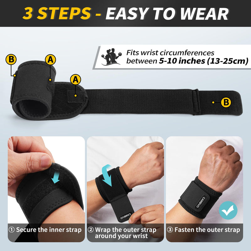 CAMBIVO Wrist Bandages Strength Training, Pack of 2 Adjustable Wrist Support Wrist Wrap for Fitness, Gym, Tendonitis, Sports Protection - NewNest Australia