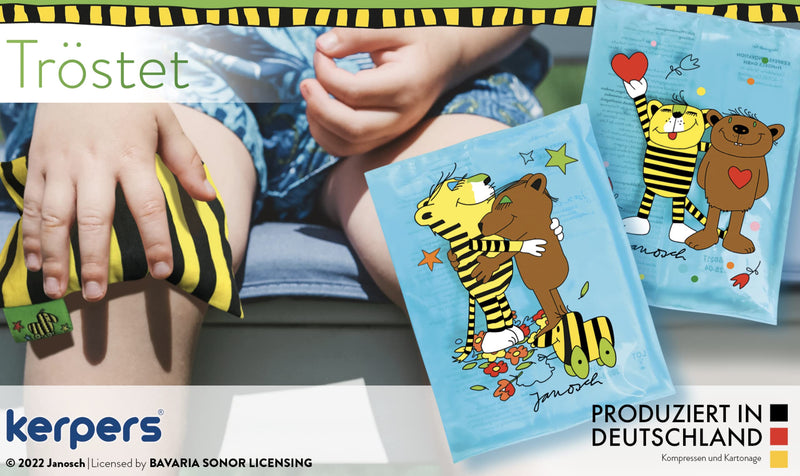 JANOSCH® NEW!! 2x cold warm compresses with tiger - protective cover made of BW - cold and warm gel compress - made in Germany - microwave safe - NewNest Australia