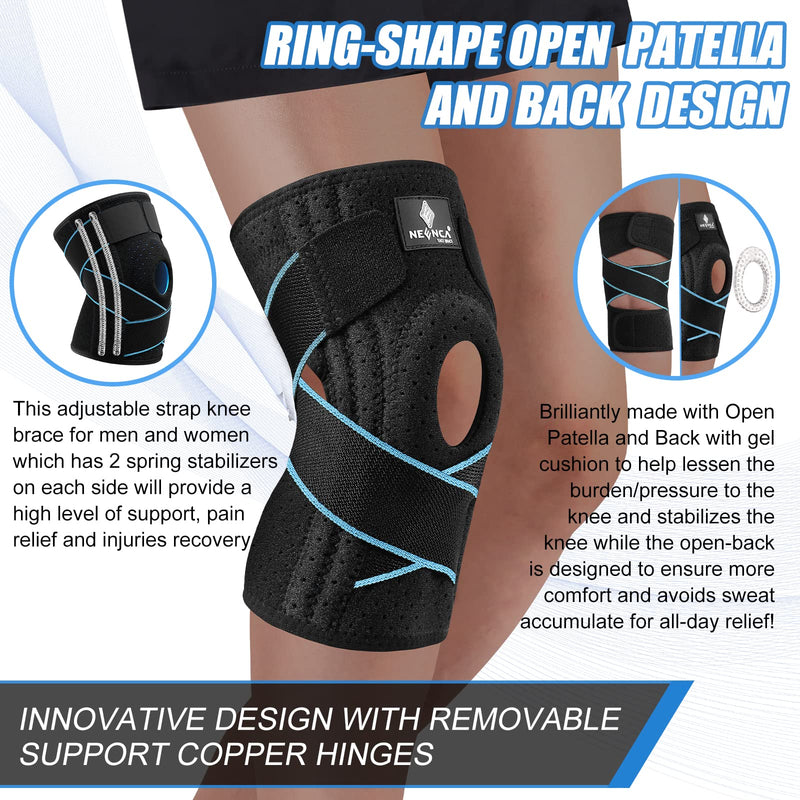 NEENCA Knee Brace with Side Stabilizers & Patella Gel Pads, Adjustable Compression Knee Support Braces for Knee Pain, Meniscus Tear,ACL,MCL,Arthritis, Joint Pain Relief,Injury Recovery L Black - NewNest Australia