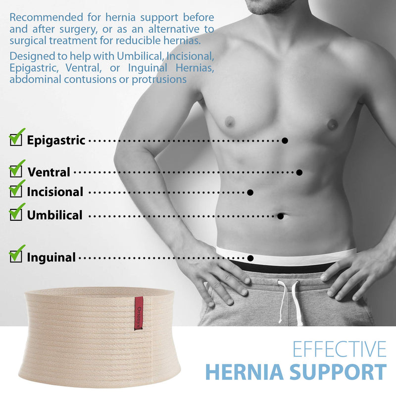ORTONYX Premium Umbilical Hernia Belt for Men and Women / 6.25" Abdominal Binder With Hernia Support Pad - Navel Ventral Epigastric Incisional and Belly Button Hernias - Beige OX5241-L/XL Large/X-Large (Pack of 1) - NewNest Australia