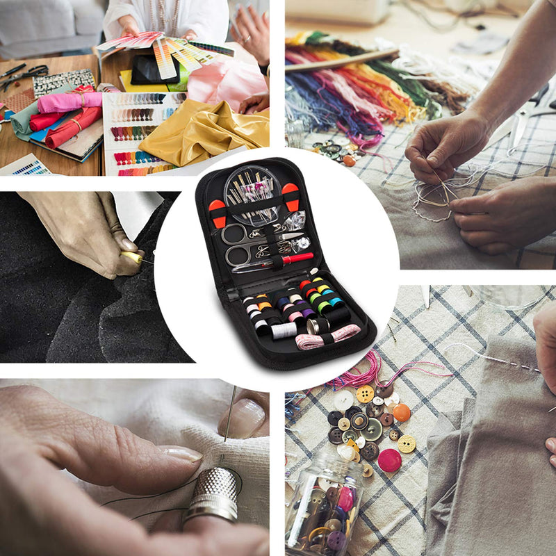 Sewing Kit, OKOM 76Pcs Adult, Kids, Travel,Beginners,Starter ,Emergency, Repair,Mini Small Basic Fine Sewing Set Supplies ,Contains Thread,Needle,Button,Thimbles,Threaders,Mushroom etc Products -Gift S - NewNest Australia