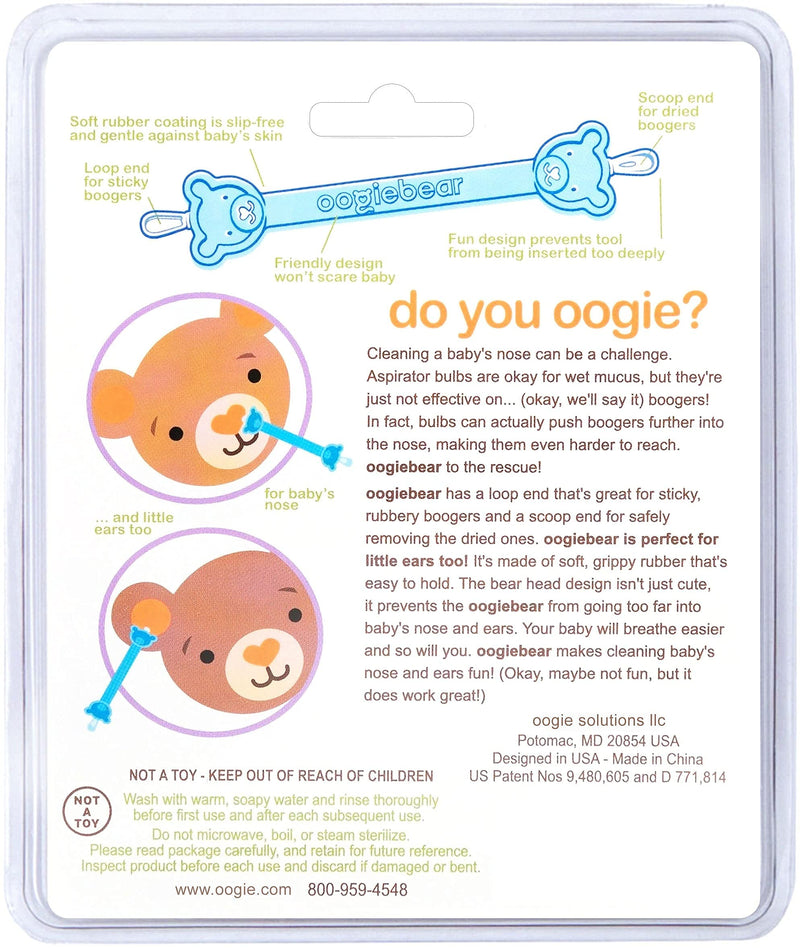 oogiebear - Patented Nose and Ear Gadget. Safe, Easy Nasal Booger and Ear Cleaner for Newborns and Infants. Dual Earwax and Snot Remover. Aspirator Alternative - two pack with Case - blue - NewNest Australia