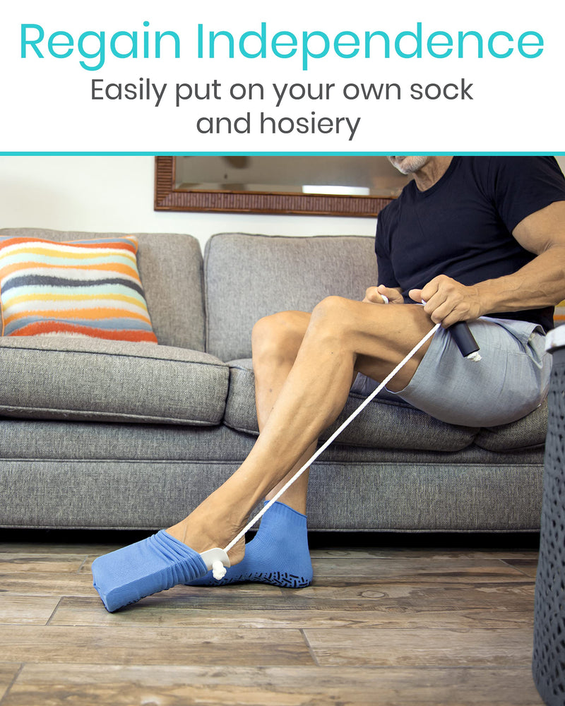 Vive Sock Aid - Easy On and Off Stocking Slider - Donner Pulling Assist Device - Sock Helper Aide Tool - Puller for Elderly, Senior, Pregnant, Diabetics - Pull Up Assistance Help 1 Count (Pack of 1) - NewNest Australia