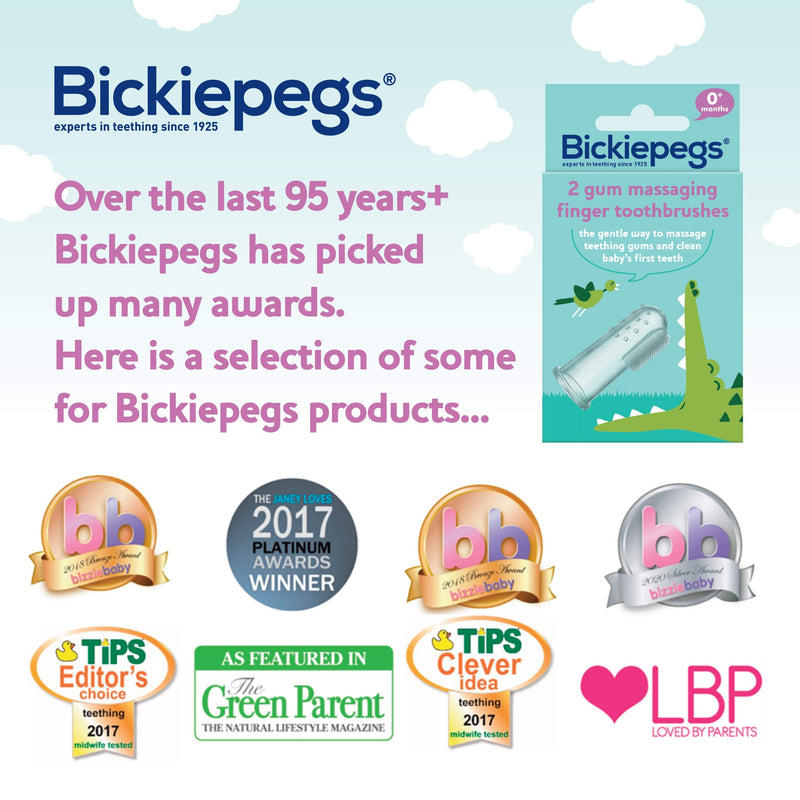 Bickiepegs 2 Gum Massaging Finger Toothbrushes- Finger Toothbrush & Gum Massager - Soft Bristle Baby Toothbrush for Brushing and Teething - First Toothbrush for Babies and Toddlers (Single Pack) - NewNest Australia