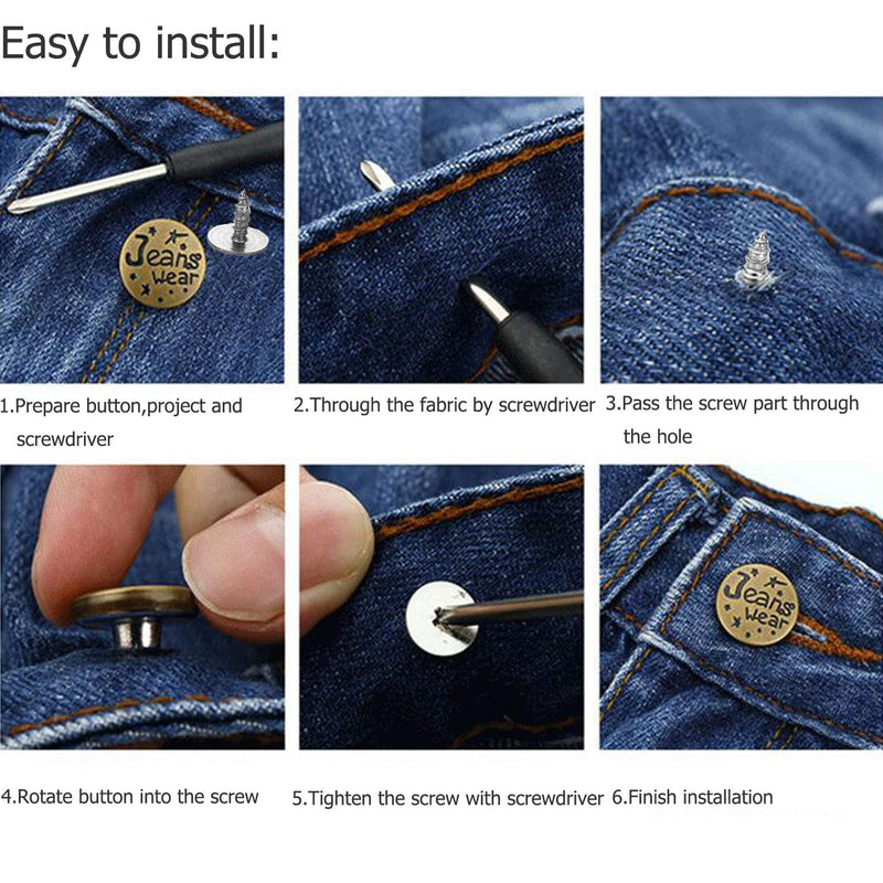 Jeans Buttons Replacement, Instant No Sew Buttons for Pants with Tool,17MM Metallic 17MM - NewNest Australia