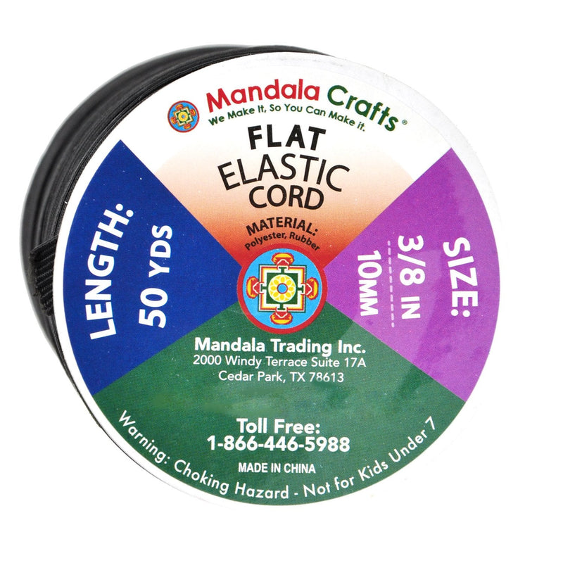 Mandala Crafts Flat Elastic Band, Braided Stretch Strap Cord Roll for Sewing and Crafting; 3/8 inch 10mm 50 Yards Black - NewNest Australia