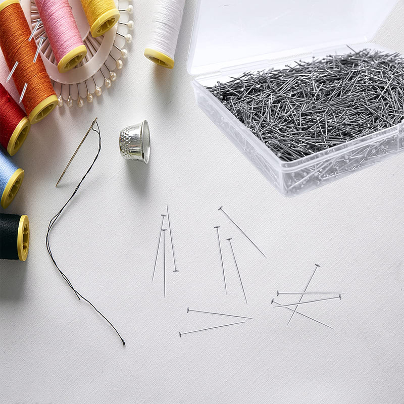 2000PCS Straight Pins for Crafts, Sewing Pins for Fabric Dressmaker Pins, Long 1 Inch Flat Head Pins for Quilting, Sewing, Jewelry DIY Fine Satin Pins - NewNest Australia