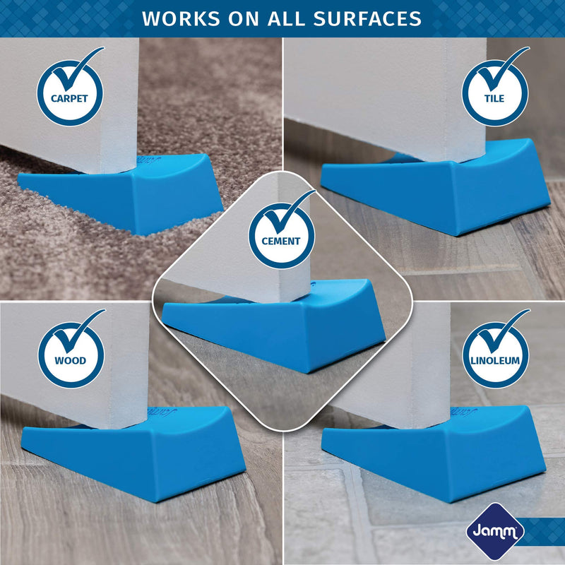 Jamm Jumbo Door Stopper | Door Stop Wedge Holds Doors Open in Both Directions | Premium Non Rubber Non Slip Hardware | Pacific Blue - 1 Pack - NewNest Australia