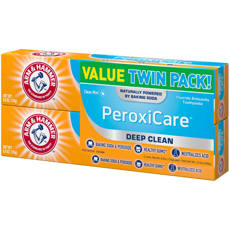 ARM & HAMMER Peroxicare Toothpaste, TWIN PACK (Contains Two 6 Oz Tubes) – Clean Mint – Fluoride Toothpaste (Packaging May Vary) - NewNest Australia