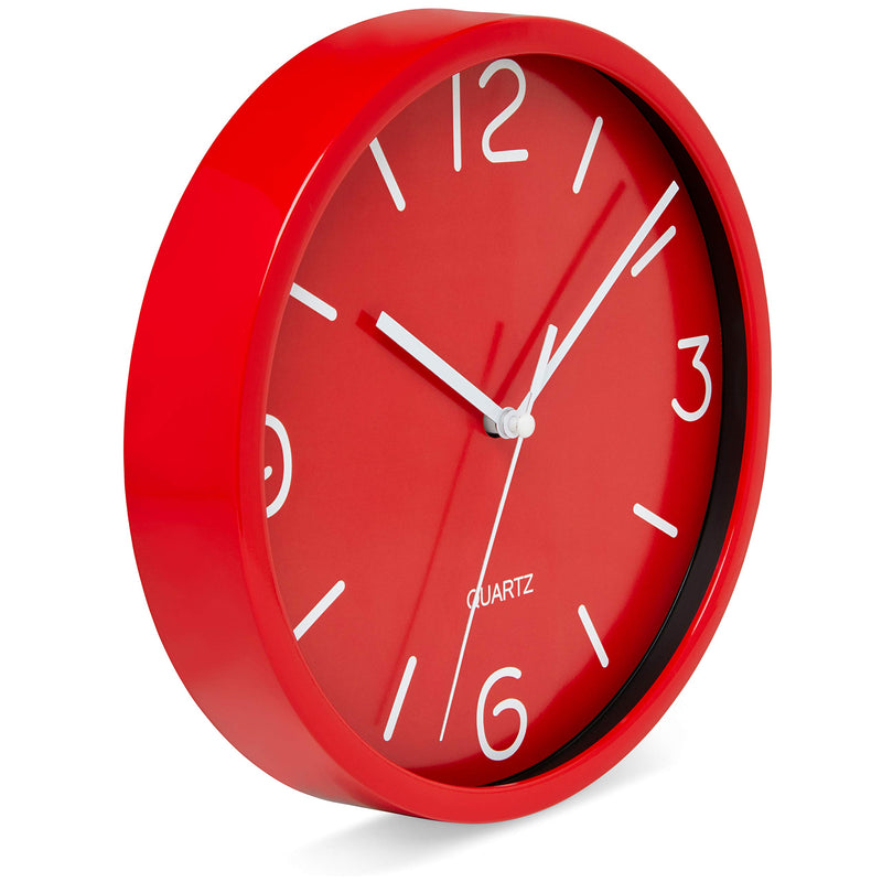 NewNest Australia - Bernhard Products Red Wall Clock 8 Inch Silent Non Ticking, Quality Quartz Battery Operated Small Round Easy to Read for Kitchen Home Office Bedroom Bathroom Decorative Clocks (Red) Candy Apple Red 