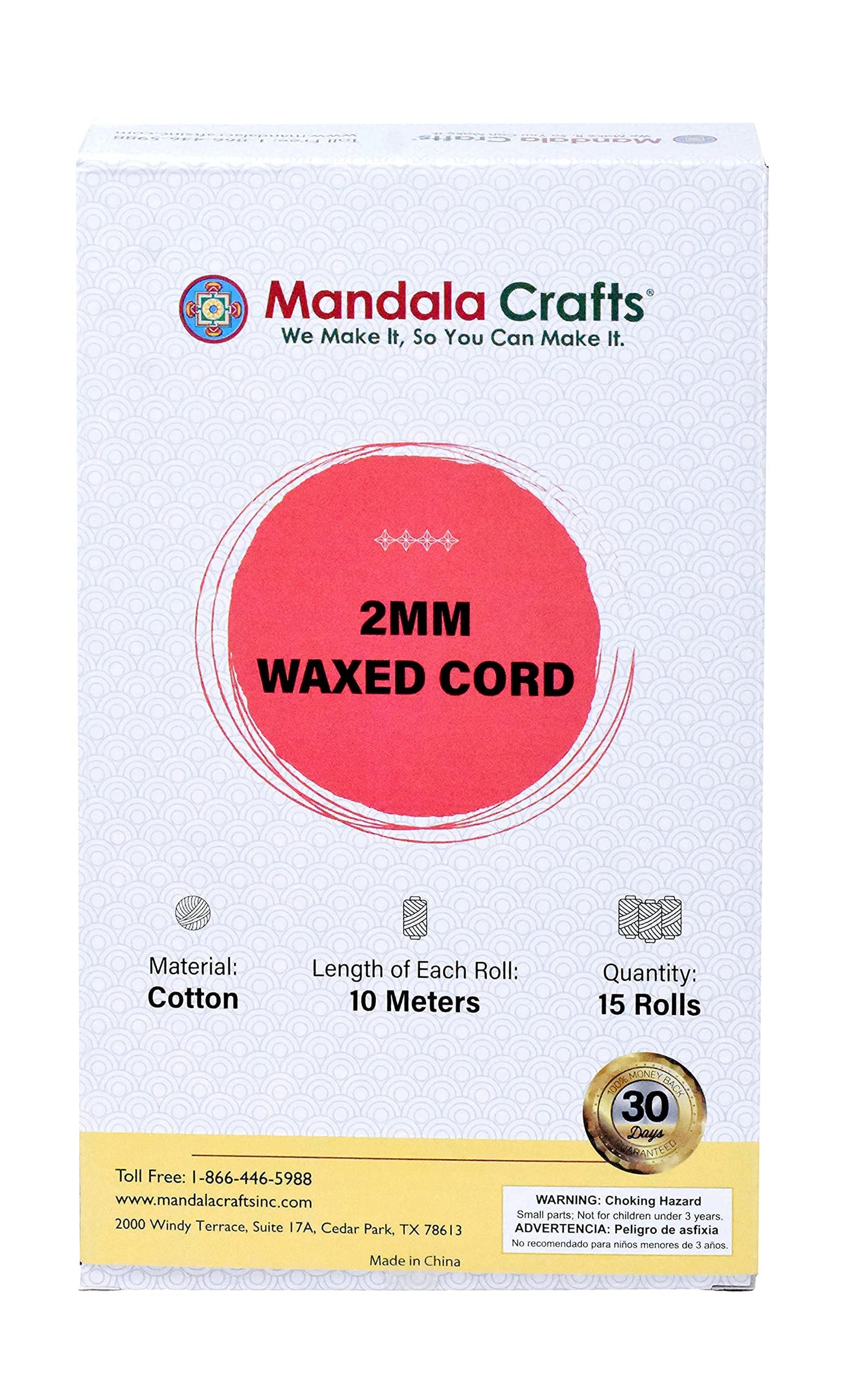 Mandala Crafts Size 2mm Black Waxed Cord for Jewelry Making - 109 Yds Black  Waxed Cotton Cord for Jewelry String Bracelet Cord Wax Cord Necklace
