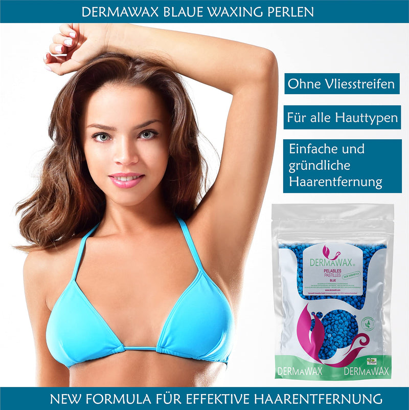 Dermawax 1 kg azulene waxing beads - professional hot wax wax beads for hair removal - use without fleece strips - suitable for all skin types - gentle whole body depilation - NewNest Australia