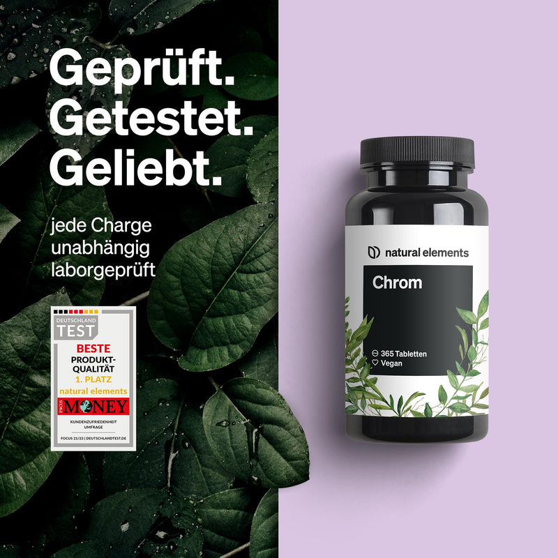Chromium from Chromium Picolinate - high dose 200 mcg chromium per tablet - 365 tablets - vegan, without additives - produced in Germany & laboratory tested - NewNest Australia