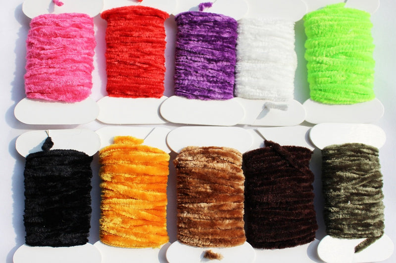 Tigofly 10 Cards 50m Worms Rayon Yarn Tinsel Chenille Floss Line Thread Woolly Bugger Nymph Fly Tying Materials - NewNest Australia
