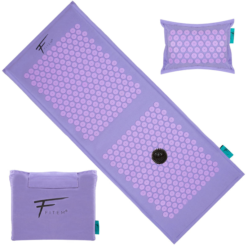 Fitem - Xl Acupressure Mat With Pillow - 100% Natural Coconut Filling - Massage - Relieves Back And Neck Pain - Sciatica - Muscle Relaxation - Relaxation And Reduces Insomnia - NewNest Australia