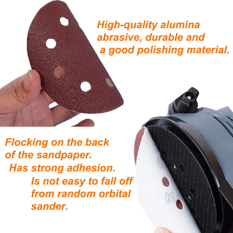 50Pcs 125mm 8 Holes Sanding Discs Pads Sanding Sheets, 5 Inch 60 Grits Hook and Loop Sandpaper Sheet for Random Orbital Sander. - NewNest Australia