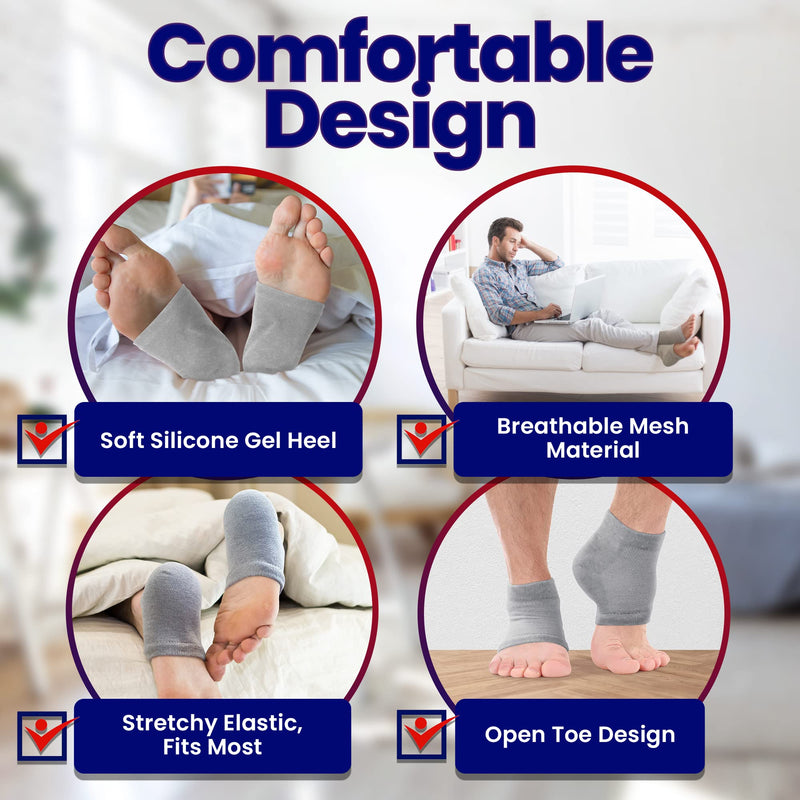 Moisturizing Socks Cracked Heel Treatment - Treat Dry Feet & Heels Fast. Pain Relief from Cracking Foot Skin with Aloe Moisturizer Lotion Infused Gel Heel Socks. Pedicure for Both Women & Men (Large) L (Pack of 6) - NewNest Australia