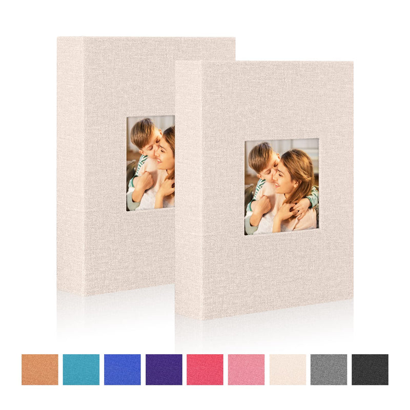 Ywlake Photo Album 4x6 50 Pockets 2 Packs, Small Mini Capacity Linen Photo Album Bulk Sets, Each Pack Holds 50 Top Loader Vertical Only Picture for Kids Boy Girls Beige 50 Pockets/2PK - NewNest Australia